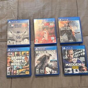 Sony PS4 Game Lot with Blue Cases - Assorted Popular Titles